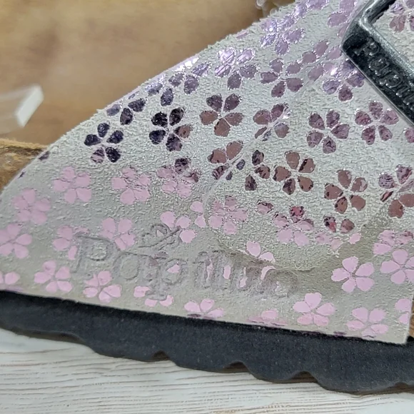 Birkenstock Papillio Lavender Metallic Floral Leather Gizeh Sandals US W 7 - Picture 6 of 12